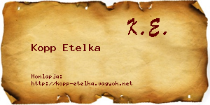 Kopp Etelka névjegykártya